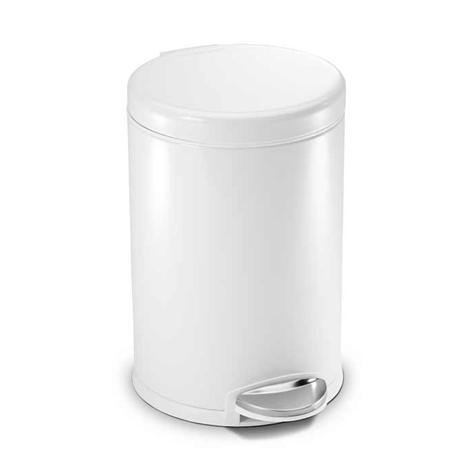 Round Pedal Bin_White Steel With Colour Box_4.5L